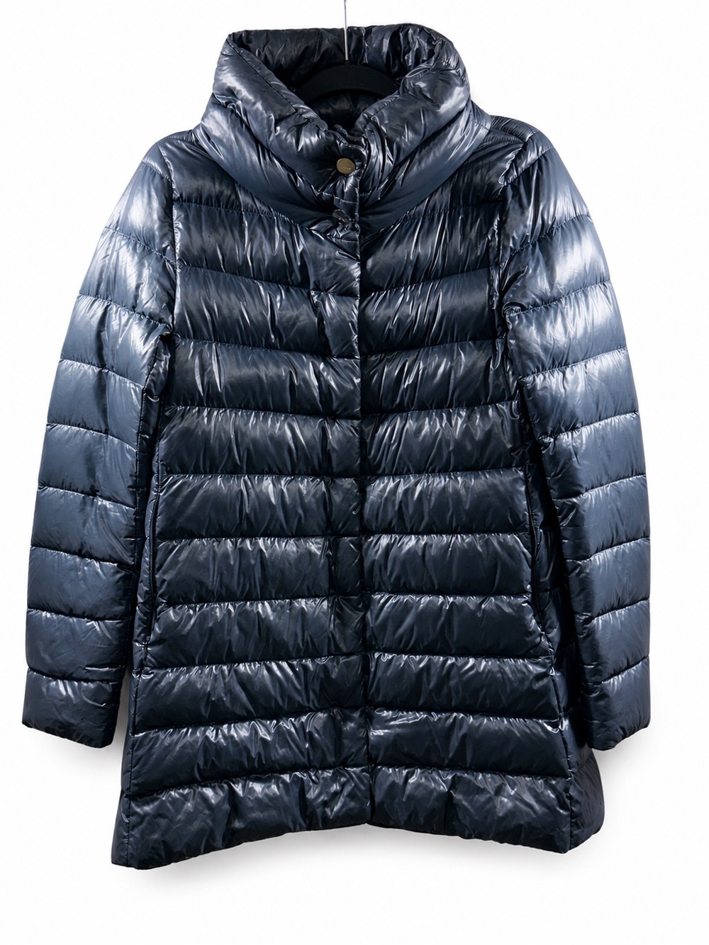 HERNO Amelia Ultralight Down Puffer Coat Navy Blue Italy Size 42
